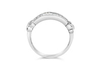 .925 Sterling Silver 1/2 Cttw Baguette Cut Diamond Channel Set X-Station Wedding Ring (H-I Color, I1-I2 Clarity).