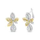 14K White and Yellow Gold 1.00 Cttw Round Pave-Set Diamond Teardrop and Marquise Shape Drop Dangle Earrings (H-I Color,.