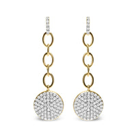 18K Yellow Gold Plated .925 Sterling Silver 1.0 Cttw Diamond Composite Cluster Dangle Chain Earrings (I-J Color, I1-I2 C.