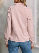 Texture Quarter Zip Long Sleeve Sweatshirt.