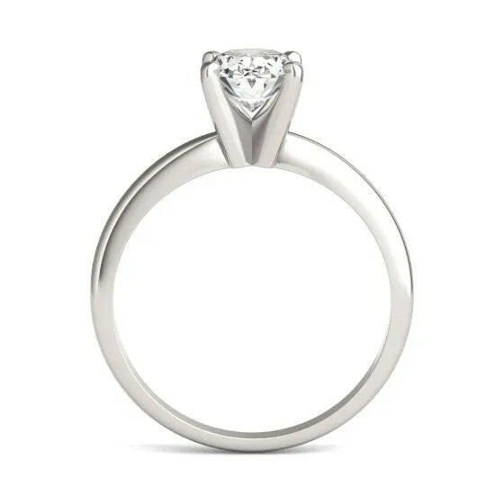 1 1/2 CTW Oval Lab Grown Diamond Solitaire Engagement Ring 14K White Gold.