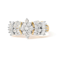 10K Yellow Gold 1.00 Cttw Diamond Starburst Ring Band (H-I Color, I1-I2 Clarity).