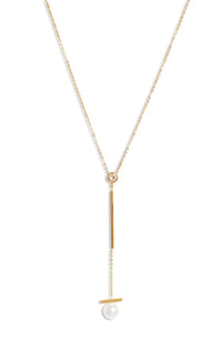 Pearl Bar Drop Necklace.