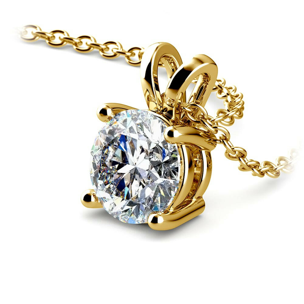 1.00 CTW AGI Certified Lab Grown Diamond Pendant - G/vs Clarity Round Cut in Choice of 14K White or Yellow Gold