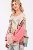 SAGE + FIG Full Size Contrast Peace Patch Dropped Shoulder Sweatshirt.