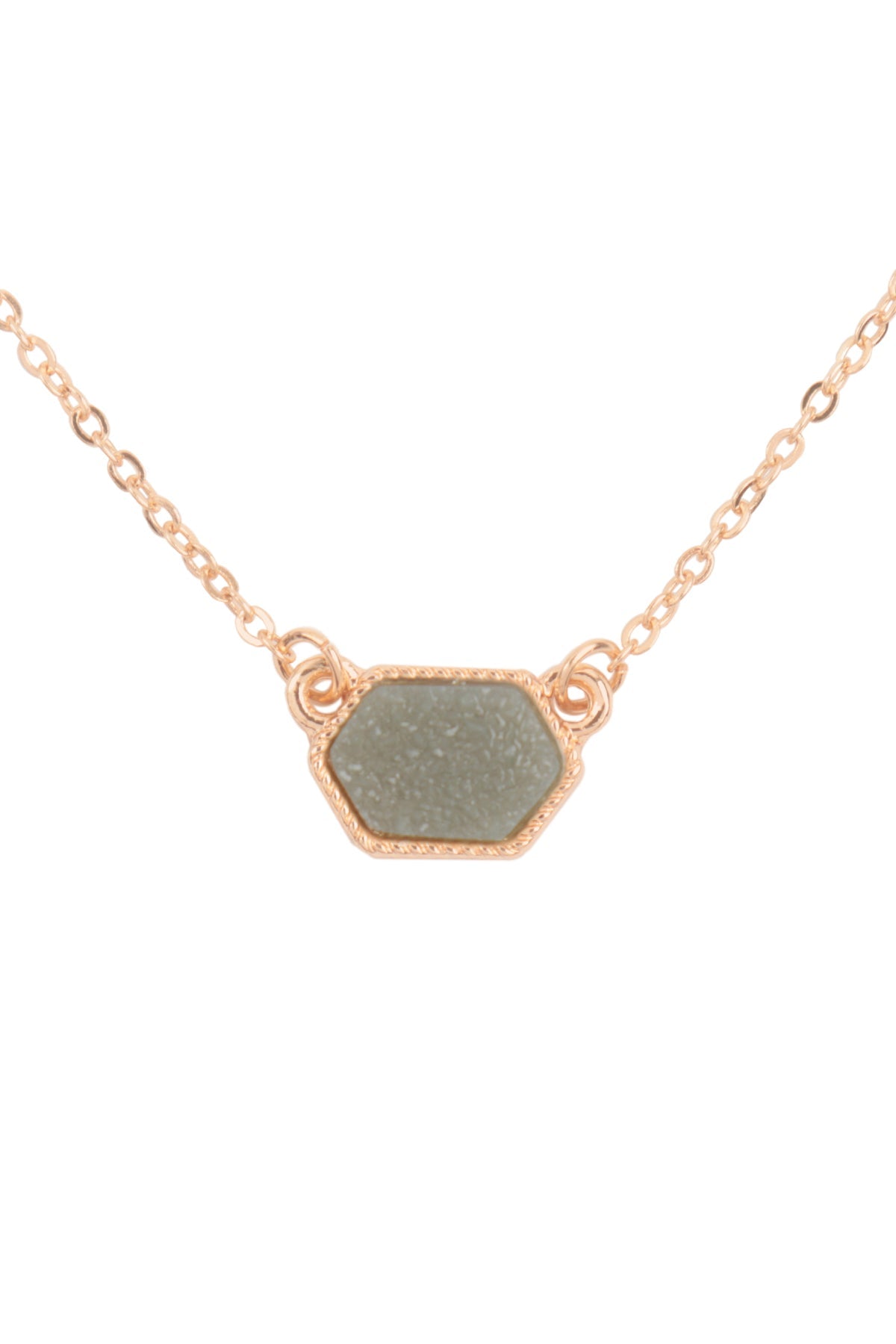 Druzy Hexagon  Necklaces With Stud Earrings.