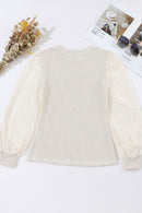 Mock Neck Lace Long Sleeve Top.