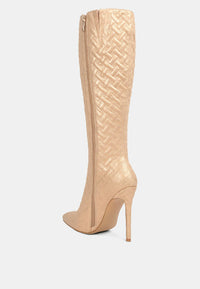 Tinkles Embossed High Heeled Calf Boots by Ruw.