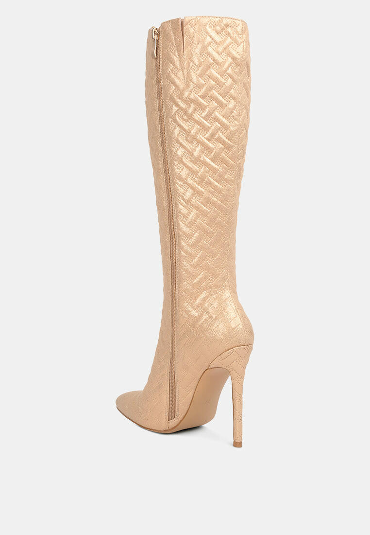 Tinkles Embossed High Heeled Calf Boots by Ruw.