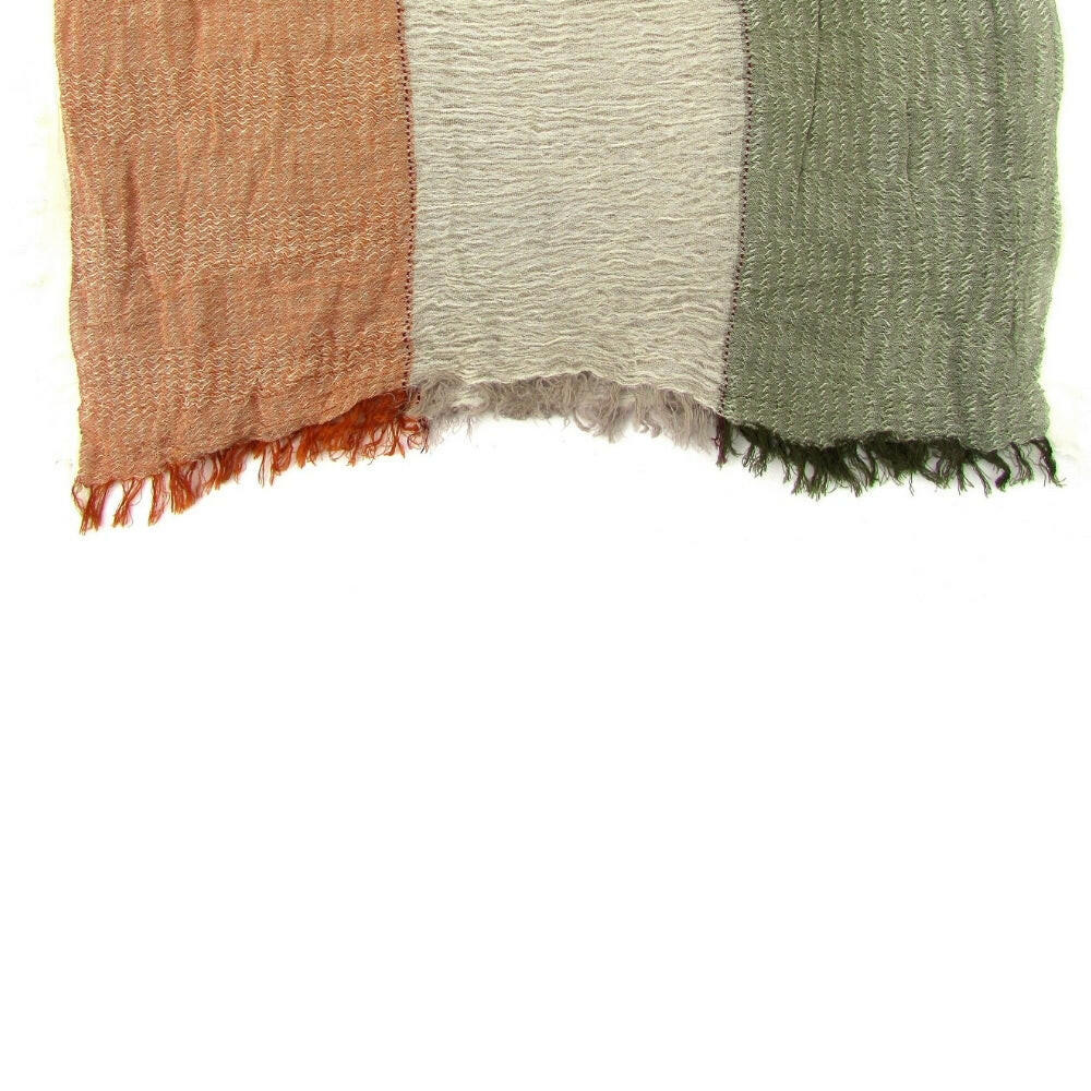 Turkish Cotton Blend Fringed Hobo Scarf Tobacco/Green/White.