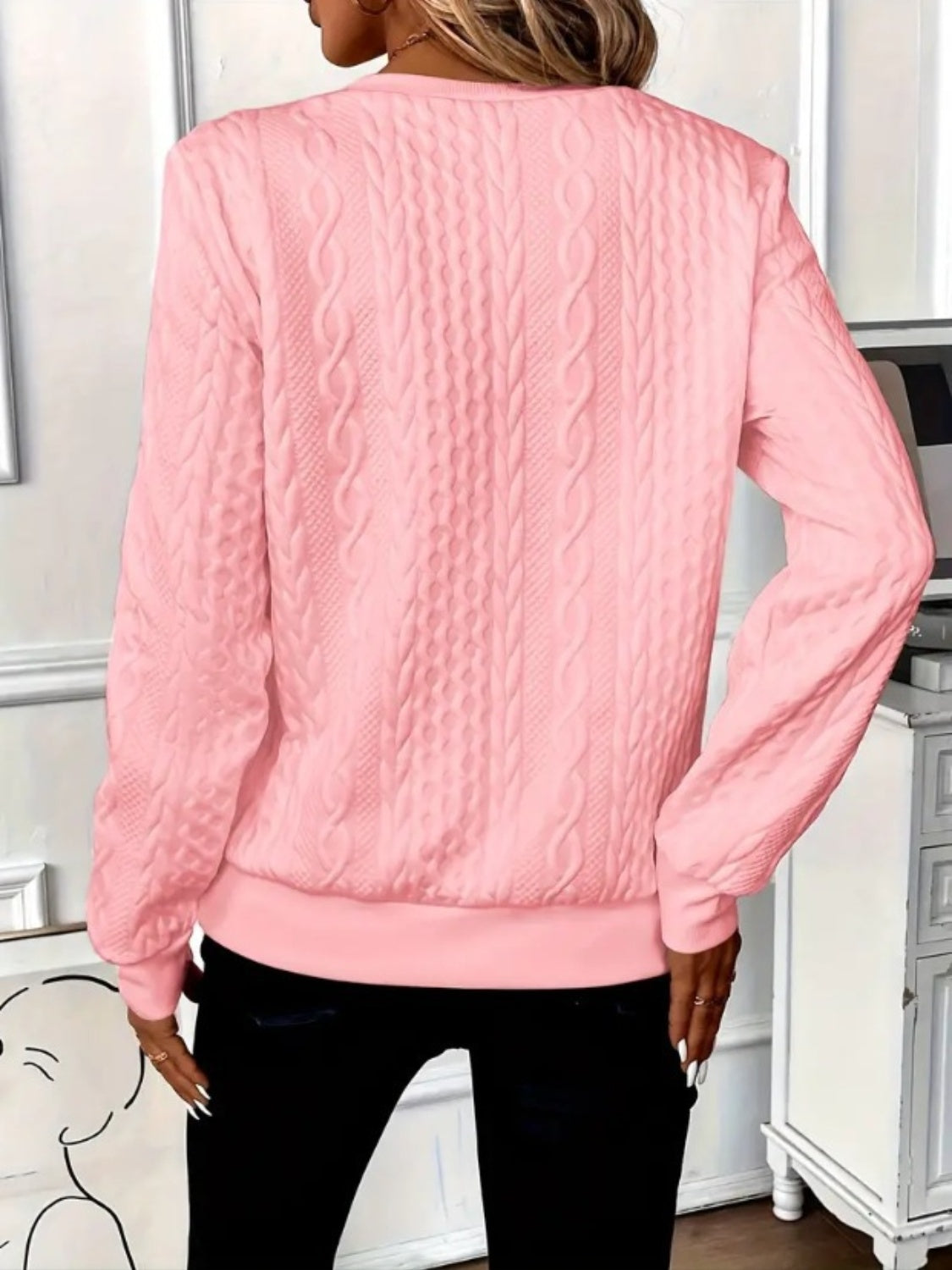 Texture Half Zip Long Sleeve Sweatshirt.