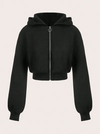 Zip Up Long Sleeve Cropped Hoodie.