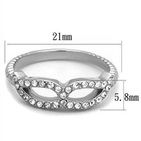 TK2122 High Polished (No Plating) Stainless Steel Ring With Top Grade Crystal in Clear.