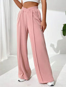 Elastic Waist Wide Leg Pants.