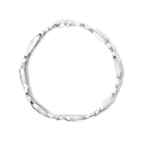 .925 Sterling Silver 1 3/4 Cttw Diamond Wave and X Link Tennis Bracelet (I-J Color, I3 Clarity) - 7".