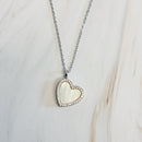 Shell Heart Locket Pendant Necklace.