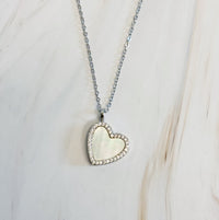 Shell Heart Locket Pendant Necklace.