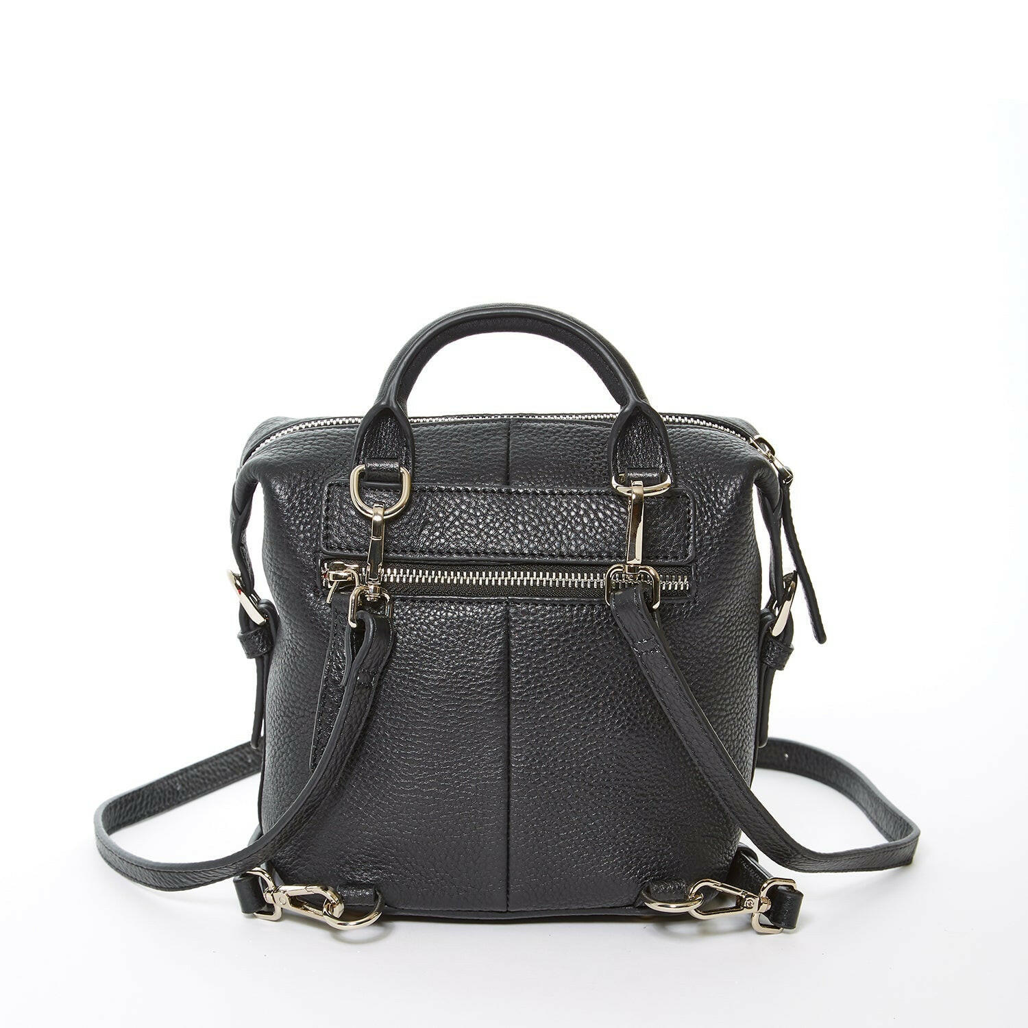 Ashley Small Black Leather Backpack.