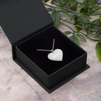 Love Engraved Silver Heart Necklace.