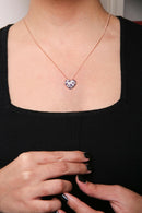 18K Rose Gold 3/4 Cttw Diamond and Purple Amethyst Cluster Heart Shape 18" Pendant Necklace (G-H Color, SI1-SI2 Clarity).