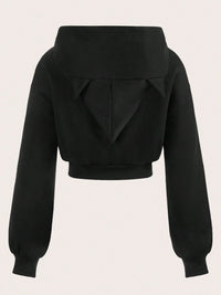 Zip Up Long Sleeve Cropped Hoodie.