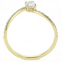 DA256 IP Gold(Ion Plating) Stainless Steel Ring With AAA Grade CZ in Clear