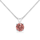 14K White Gold 1/2 Cttw Round Brilliant Cut Lab Grown Diamond 4 Prong Solitaire Pendant Necklace.