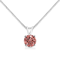 14K White Gold 1/2 Cttw Round Brilliant Cut Lab Grown Diamond 4 Prong Solitaire Pendant Necklace.