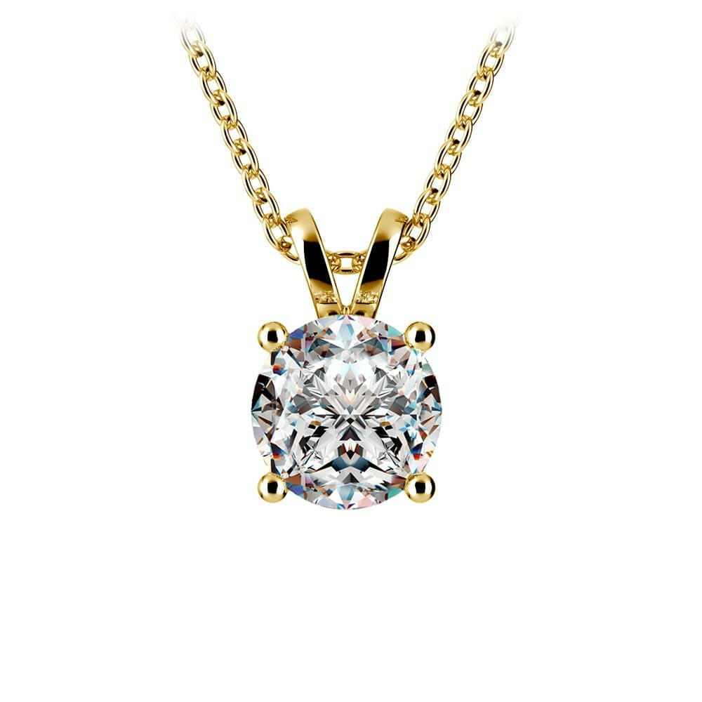 1.00 CTW AGI Certified Lab Grown Diamond Pendant - G/vs Clarity Round Cut in Choice of 14K White or Yellow Gold.