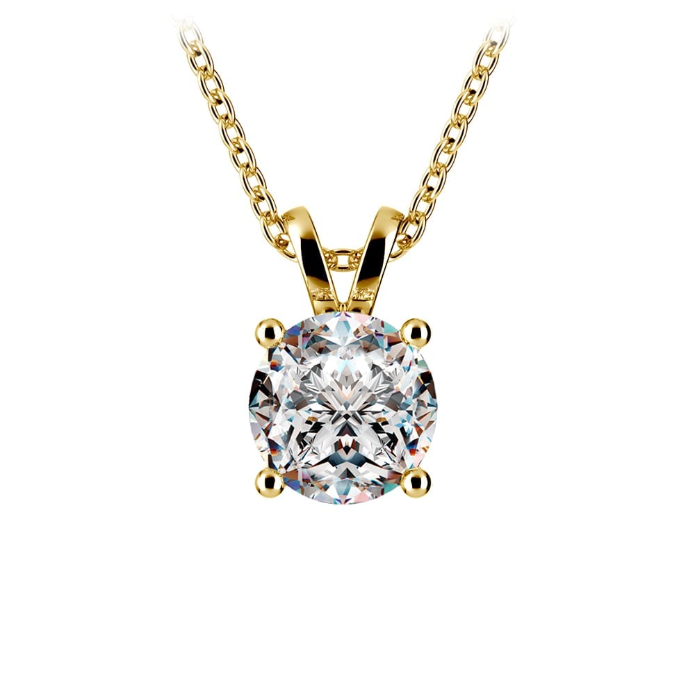 1.50 Ctw Prong Set Round Lab Grown Diamond Pendant in White /Yellow Gold G-Vs.