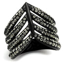 IP Black(Ion Plating) Stainless Steel Ring With Crystal in Black Diamond