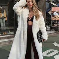 Female Winter Plush Thick Warm Loose Women Faux Rabbit Fur Coat.