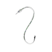 18K White Gold 3/8 Cttw Diamond With Blue Sapphire and Green Tsavorite Gemstone Multi-Colored Tennis Bracelet (Brown And.