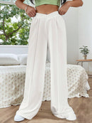 Elastic Waist Wide Leg Pants.