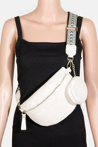 Fame PU Leather Weave Textured Crossbody Bag with Coin Purse.