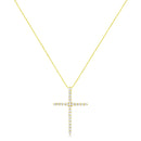 10K Yellow Gold Plated .925 Sterling Silver 2.0 Cttw Round Cut Diamond Cross Pendant Necklace (J-K Color, I1-I2 Clarity).