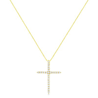 10K Yellow Gold Plated .925 Sterling Silver 2.0 Cttw Round Cut Diamond Cross Pendant Necklace (J-K Color, I1-I2 Clarity).