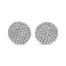 18K White Gold 3 1/2 Cttw Shared Prong Set Diamond Cluster Composite Disc Stud Earrings (F-G Color, VS1-VS2 Clarity).