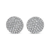 18K White Gold 3 1/2 Cttw Shared Prong Set Diamond Cluster Composite Disc Stud Earrings (F-G Color, VS1-VS2 Clarity).