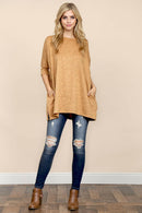 Two Tone Hacci Oversized Dropped Shoulder Pocket Tunic.