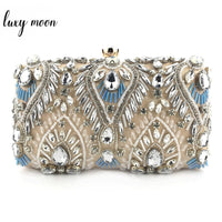 Clutch Handbag Luxury Diamond Rhinestone Clutch Bag Pearls Beaded Chain Handbags.