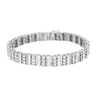 14K White Gold 4 7/8 Cttw Baguette & Round Brilliant-Cut Diamond Channel- & Prong-Set Tennis Bracelet (I-J Color, I1-I2.