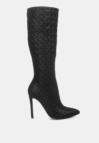 Tinkles Embossed High Heeled Calf Boots by Ruw.