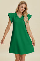 Double Take Full Size Ruffled V-Neck Cap Sleeve Dress.