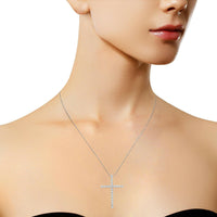 10K Yellow Gold Plated .925 Sterling Silver 4.0 Cttw Round Cut Diamond Cross Pendant Necklace (J-K Color, I1-I2 Clarity).