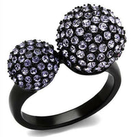 TK2285 IP Black(Ion Plating) Stainless Steel Ring With Top Grade Crystal in Multi Color.