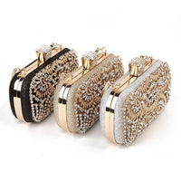 Diamond Evening Clutch Bag Wedding Golden Clutch Purse Chain Shoulder Handbag.