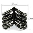 IP Black(Ion Plating) Stainless Steel Ring With Crystal in Black Diamond