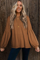 Madison Knit Jacquard Puffy Long Sleeve Top.