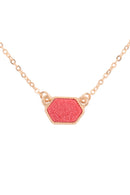 Druzy Hexagon  Necklaces With Stud Earrings